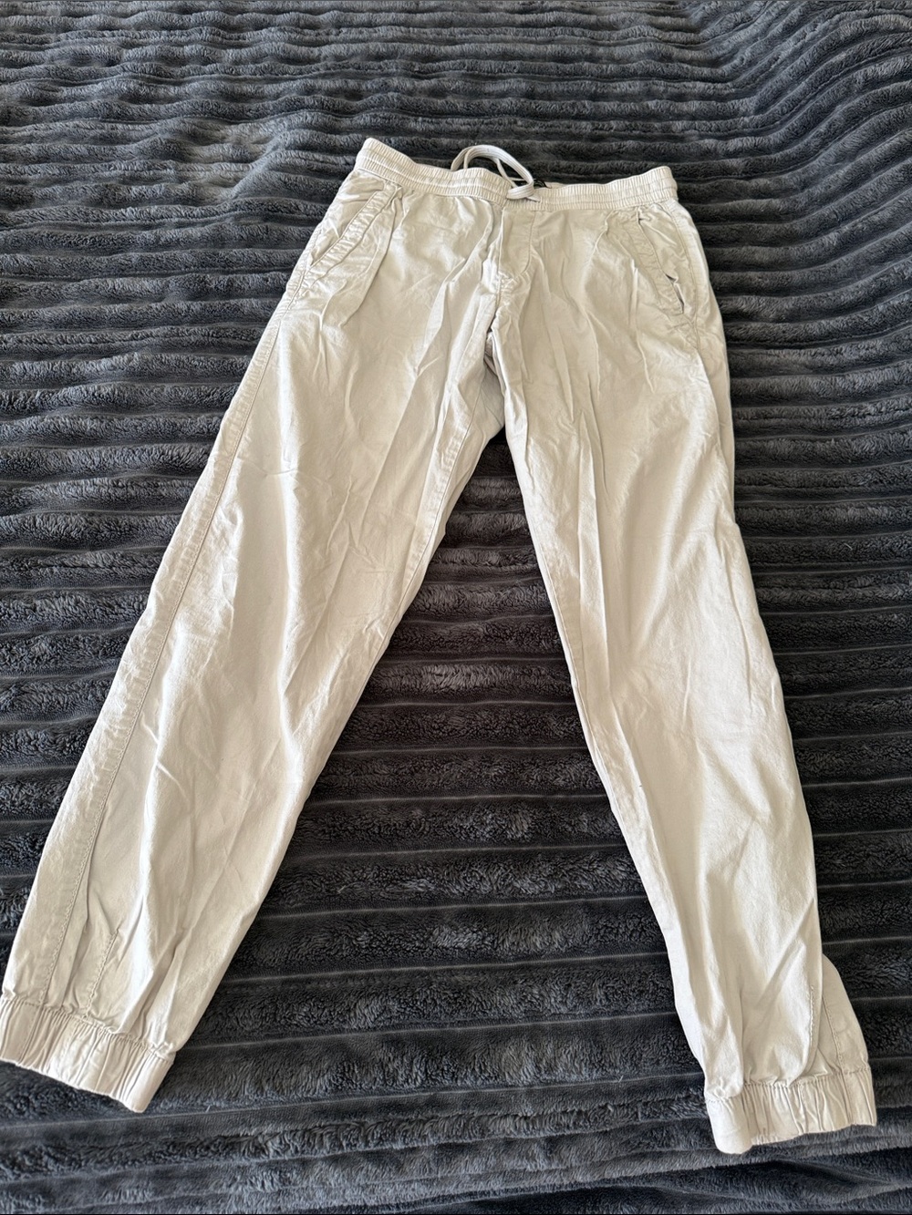 Zara Men's Drawstring Jogger Pants - Light Beige